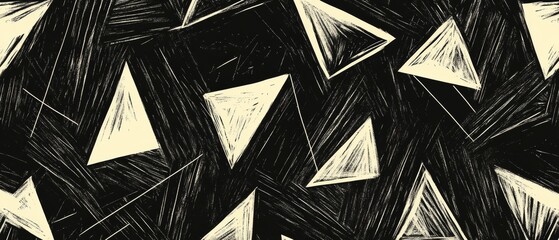 Wall Mural - a black and white drawing of triangles