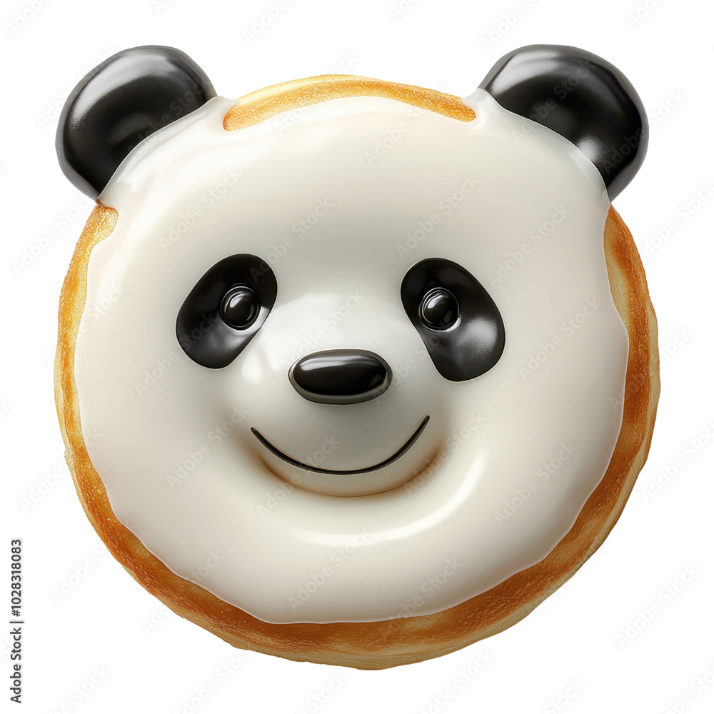 Cute panda face donut clipart with chocolate ears on transparent ...