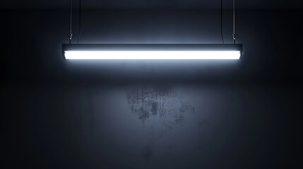 Wall Mural - Fluorescent light flickering in a dark room.