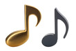 © tohceenilas - Two musical notes in gold and black, isolated on a white background.