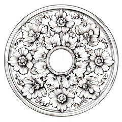 Wall Mural - Intricate floral design in black and white.