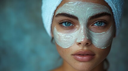 Woman Applying Face Mask for Skincare Routine