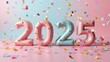 © Anna - Celebratory 2025 Year with Confetti on Pastel Background