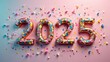 © Anna - Celebratory 2025 Year with Confetti on Pastel Background