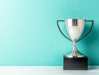 Silver Trophy with Blue Light