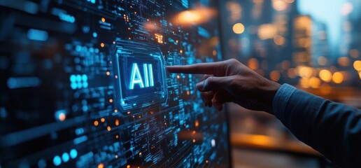 Hand Touching AI Button