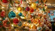 © somsri - Colorful Christmas Ornaments Decorating a Festive Tree