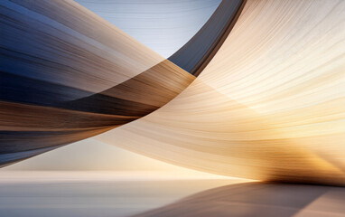 Dynamic interplay of light and color showcasing flowing abstract shapes in a tranquil setting