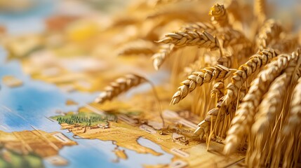 Wheat Stalks Overlaying a Map of Europe