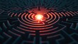 © Exnoi - A maze with a bright light at the center, finding solutions in the midst of a crisis, with intricate paths representing the complexity of crisis management
