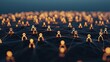 © Exnoi - A network of glowing threads connecting multiple human silhouettes, where each figure represents different countries or industries, signifying global outsourcing collaboration