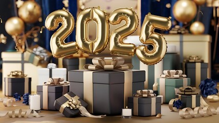 New year 2025 wishes celebration background, Luxury new year 2025 text 