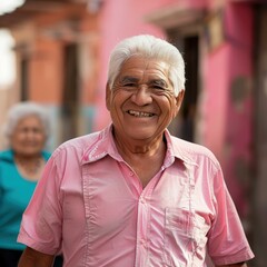 Canvas Print - A man smiles brightly. AI.