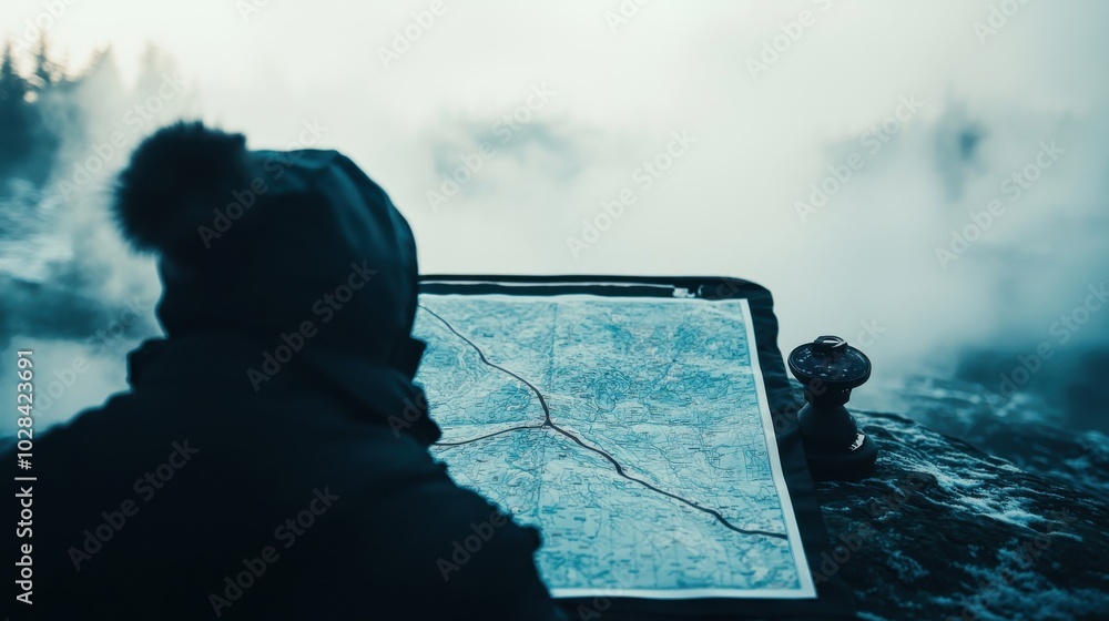 Empty Map of Dreams: A map laid out on a table, but all the roads and ...