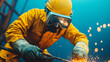 © Marketplace - A welder in protective gear works on metal with sparks flying, showcasing craftsmanship and safety precautions in an industrial setting.