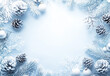 © Mikhail - Winter-Themed Decorative Frame with Snow-Covered Pine Cones