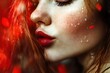 © Vlad - Blow Kiss. Woman Sends Lovely Red Kisses in Cute Portrait