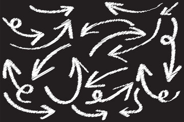 Poster - black charcoal ovals and arrows strokes different forms.set of design elements on white background.r