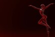 © K4VEE - illustration of a red transparent glass figure of a ballerina dancing on the right side, set against a dark gradient background, with copy space on the left