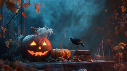 Mystical Halloween still-life background.