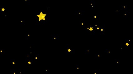 Wall Mural - orange colour stars tunnel. overlay star background. cartoon stars flying through camera.