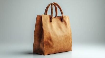 A minimalistic shopping bag with a single handle on a white background,