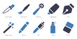 © popcornarts - A set of 10 editing tools icons as color picker, paint brush, add new