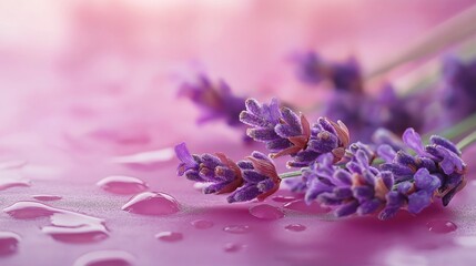 Canvas Print - Aromatic fresh lavender buds and essential oil drops