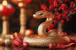 © Vovmar - Chinese golden Snake on red background. Chinese new year 2025. Year of the snake