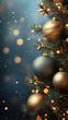 © Vovmar - Christmas banner with fir tree, balls, stars, decorations and blurred background. Generated by artificial intelligence