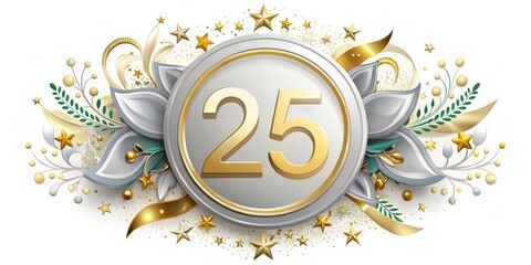 Celebrate 25 years with a special anniversary logo badge, designed for a professional birthday event. Captivating background designs to honor this milestone with elegance.