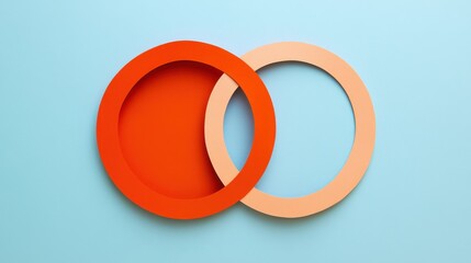 A striking equal pay message on vivid orange paper with a light blue background, showcasing an icon of two overlapping circles, representing unity and equality.