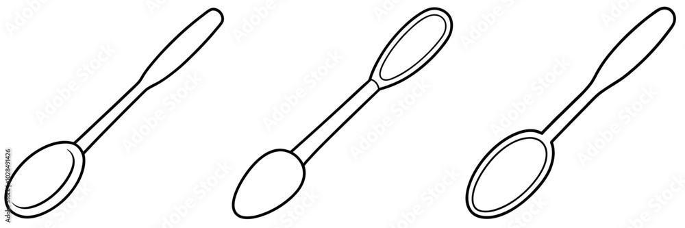 line art vector illustration collection of spoon . isolate on a white ...
