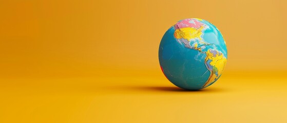vibrant globe on bright yellow background