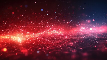 Abstract high future tech red technology background of a quantum cyber network