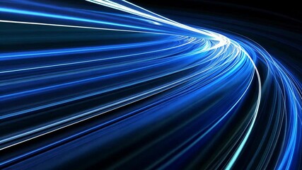 A digital rendering of blue light streaks swirling in a circular pattern