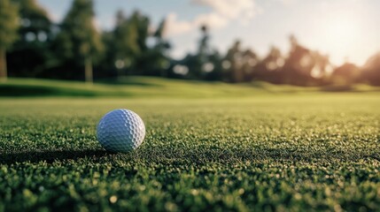 Sticker - A Single Golf Ball on a Lush Green Golf Course