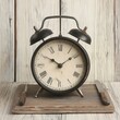© Lucky_jl - Vintage alarm clock resting on a wooden tray, showcasing rustic charm and timeless elegance in home decor.