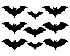 black bats flying silhouette vector black animal