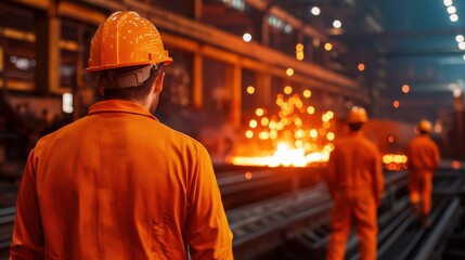 Smiling workers in an industrial warehouse and factory setting, featuring men and women standing and working in safety gear, outdoors and indoors