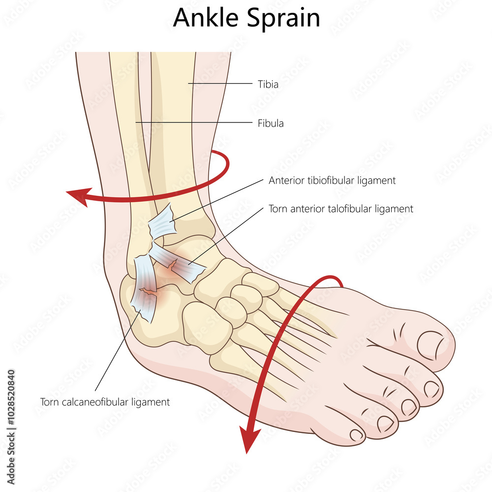 Ankle Sprain Showing Torn Ligaments Anterior Talofibular And ankle-sprain-showing-torn-ligaments-anterior-talofibular-and