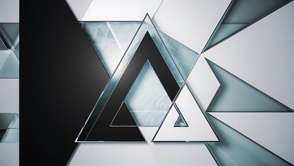 Wall Mural - Shadow and Light Triangle Background. Dynamic Geometric Template. Glass Transparent Triangles