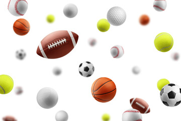 Sticker - Falling Balls, soccer, football, baseball, basketball, rugby, tennis, golf, isolated on white background, selective focus