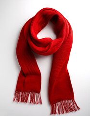 red scarf isolated on white. single object, copy space backdrop. blank.christmas decor