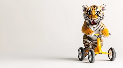 Playful Tiger Riding a Tricycle in a Fun Pose