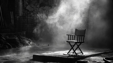 Canvas Print - Mysterious Chair in Foggy Atmosphere