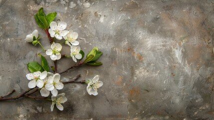 Canvas Print - Delicate White Blossoms on Rustic Background