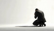 © Steven - A 3D businessman kneeling in prayer, rendered against a white background