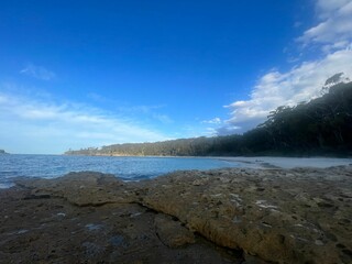 Wall Mural - Breathtaking seascape with tropical sandy beach on sunny day