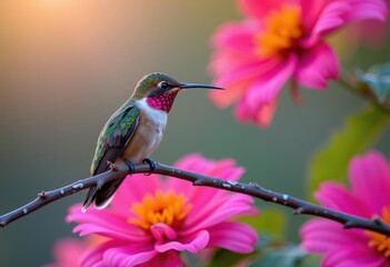 Wall Mural - hummingbird on a flower